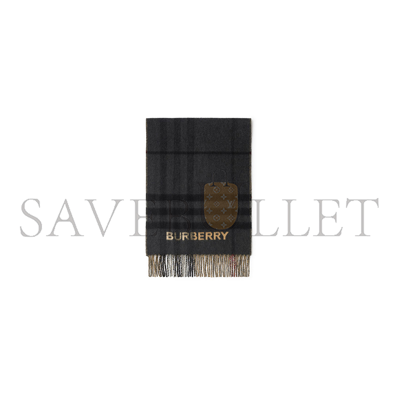 BURBERRY CONTRAST CHECK CASHMERE SCARF 80451711 (168*30cm)